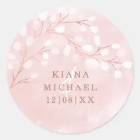 Watercolor Snowdrops Favors Pink/Copper ID726 Classic Round Sticker