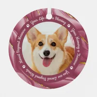 Dog Memorial Rose Gold Personalized 2 Pet Photo Metal Ornament
