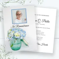 Blue Hydrangea in Jar Death Anniversary Memorial  Invitation