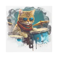 *~* TEAL Percussionist Cool Cat AP91 DRUMMER Metal Print