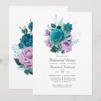 Turquoise and Lavender Floral Rehearsal Dinner Invitation