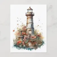 Fairytale Watercolor Lighthouse Postcard