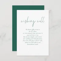 Minimalist Emerald Text Wedding Wishing Well Enclosure Card