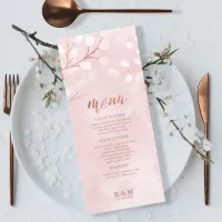 Watercolor Snowdrops Wedding Pink/Copper ID726 Menu