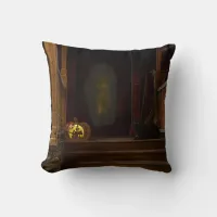 Spooky Haunted House Porch Throw Pillow