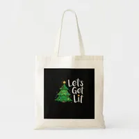 Let's Get Lit Christmas Tree Lights Funny Classic Tote Bag