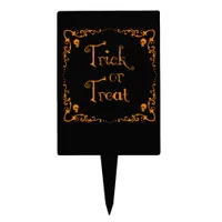 Halloween Pumpkin Orange and Black Trick or Treat Cake Topper