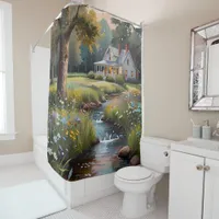 Woodland Haven: A Tranquil Retreat in the woods Shower Curtain