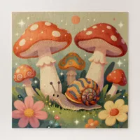 Cottage Core Snail and Musrhooms Jigsaw Puzzle