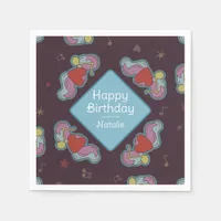 Music Lover Doodles Theme Birthday Party Blue Napkins