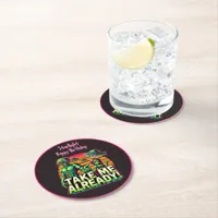 Take Me to Cosmic Adventures! Round Paper Coaster