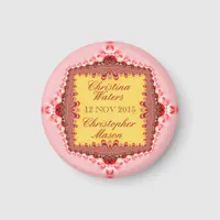 Pink Red Lace Wedding Date Announcement Magnet