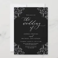 Elegant Vintage Black and White Wedding Invitation