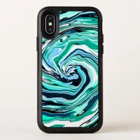 Blue and Teal Marble Swirls   OtterBox Symmetry iPhone XS Case