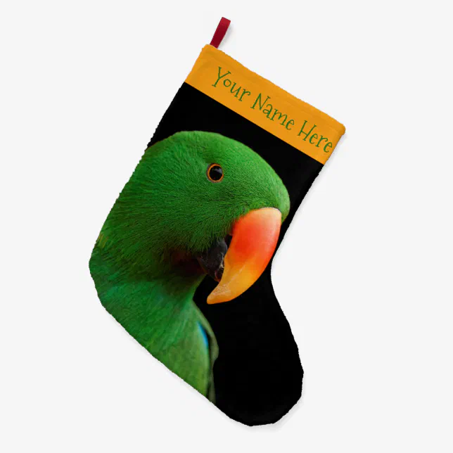 "The Green Orator" Eclectus Parrot Large Christmas Stocking