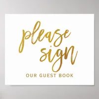 Wedding Sign "Please Sign" Typography | Gold Foil