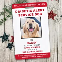 Personalized Service Dog Diabetic Alert Dog Photo Badge