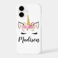 Unicorn Face With Eyelashes Personalized Name iPhone 17 Case