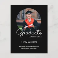 Elegant Custom Photo Graduation Announcement Postcard