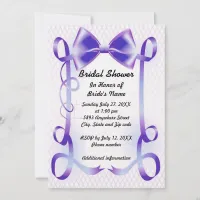 Blue Bow and Ribbon Border Bridal Shower Invite