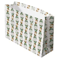 Cute Teddy Bear Green PJs Sitting on a Cloud Large Gift Bag