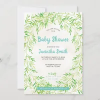 Greenery Wreath Baby Shower  Invitation