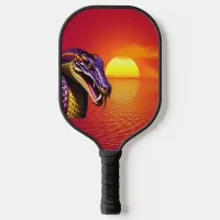 Cobra snake with vvibrant purple and yellow scales pickleball paddle