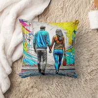 Couple Holding Hands | Personalized Message Throw Pillow