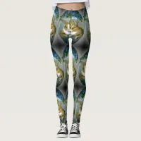 Vintage Easter Bunnies Textured Image Leggings