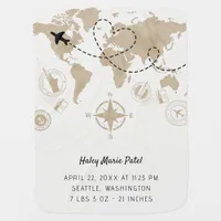 World Map Baby Birth Stats Blanket