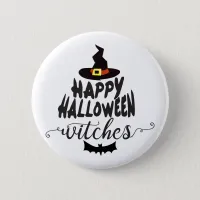 Happy Halloween Witches Typography Halloween Button