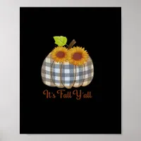 It’s Fall Y’all Pumpkin Plaid Design Halloween Fun Poster