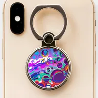 Abstract Marble Bubbles Fluid Art Pour Painting   Phone Ring Stand