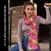 Pink Bronze Gold Shiny Look Abstract Pattern Long Scarf