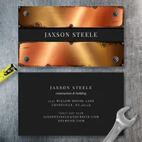 Copper and Black Industrial Riveted  Business Card