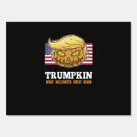Trumpkin Halloween Pumpkin With Flag Scary Design  Sign