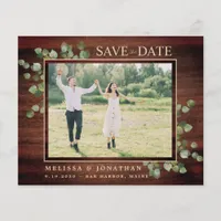 Budget Rustic Eucalyptus Photo Save The Date