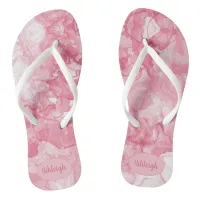 Personalized pink liquid art alcohol ink  flip flops