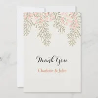 ivory blush gold floral wedding Thank You Invitation