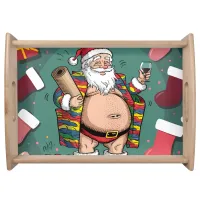 Cute funny father christmas serving tray