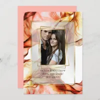 Save the Date | Photo Frame Autumn Abstract 6 Invitation