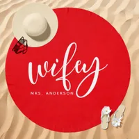 Wifey Red and White Bride Beach Towel