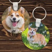 Personalized 2 Photo Modern Pet Dog Lover Keychain