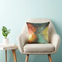 Seventies Orange Abstract Techno Triangles Throw Pillow