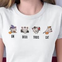 Funny Un Deux Trois Cat Halloween  T-Shirt