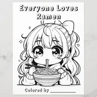 Color Me Page | Anime Girl Eating Ramen