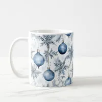 Vintage Blue Christmas Tree Ornaments Pattern Coffee Mug