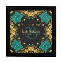 Teal Black + Gold Wedding Anniversary Gift Box