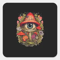 Cottagecore Aesthetic Mushroom Goblincore Design Square Sticker