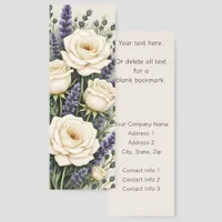 Roses, Lavender Business Promotional or Blank Back Bookmarks